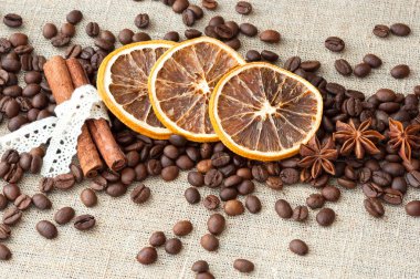 kahve kompozisyon. keten kumaş.