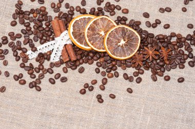 kahve kompozisyon. keten kumaş.