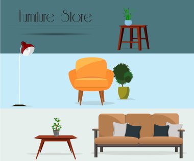 Mobilya. Mobilya mağazası. Mobilya kümesi.