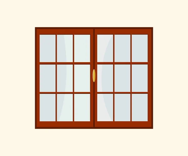 Intérieur. Fenêtre. Cadre de fenêtre rouge . — Image vectorielle