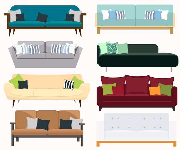 Furniture. Interior. Set of sofas.