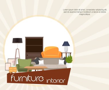 Mobilya iç. Farklı mobilya. Vektör.