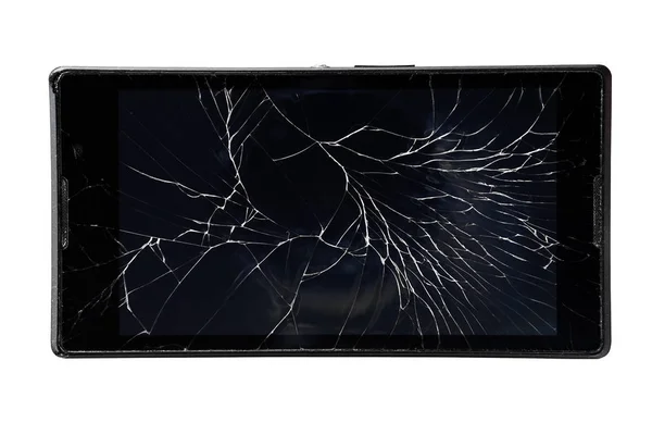 hareket eden telefon ile izole beyaz zemin üzerine kırık ekran