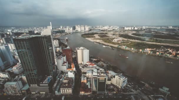 Ho Chi Minh şehrinde zaman aşımı. Saigon şehir manzarası — Stok video