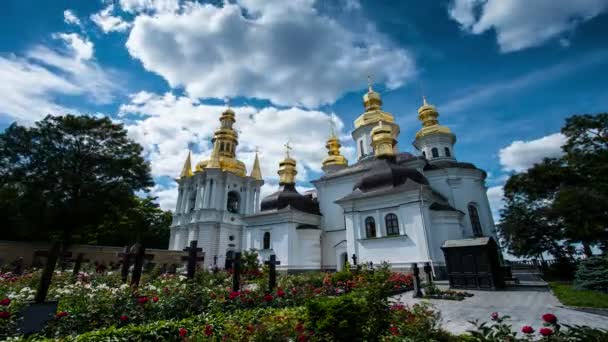 Lapso de tiempo de la iglesia de Kiev-Pechersk Lavra Kiev, monasterio, religión — Vídeos de Stock