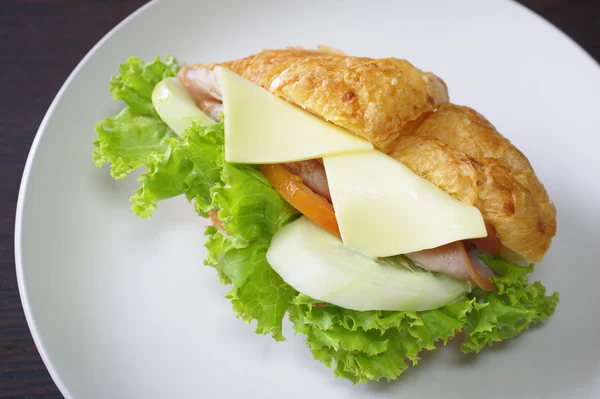 Ontbijt, Sandwiches met ham — Stockfoto