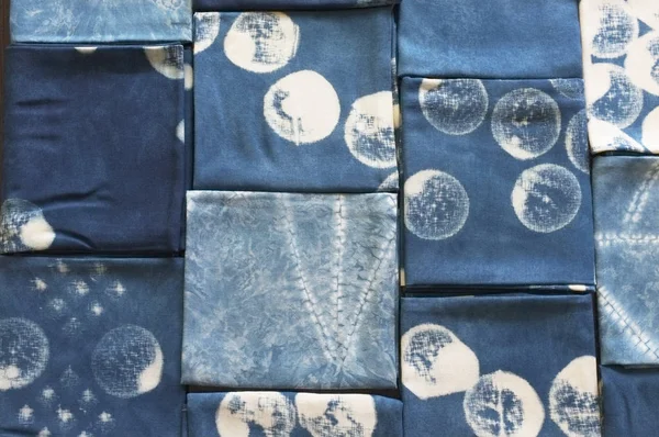 Thai indigo natural dye , Color shade and texture of fabric from blue indigo natural dye