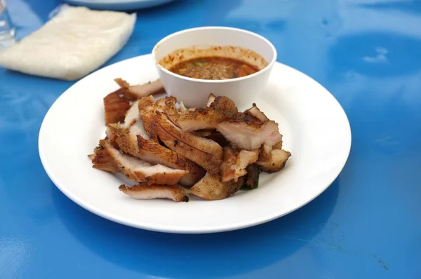 Foto Voor Thais Eten Catalogi Menu Houtskool Gekookt Varkensvlees Nek — Stockfoto