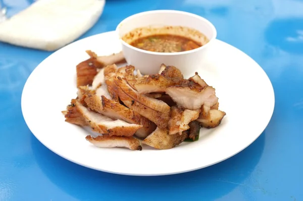 Imagem Para Menu Catálogos Comida Tailandesa Pescoço Porco Cozido Carvão — Fotografia de Stock