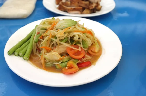 Ünlü Geleneksel Baharatlı Tayland Gıda Kataloglar Menü Papaya Salatası Veya — Stok fotoğraf