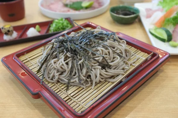Картинка Японских Каталогов Продуктов Питания Меню Холодная Лапша Японская Соба — стоковое фото