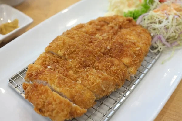 Obraz Menu Wykazy Japoński Żywności Tonkatsu Podawać Plasterkiem Kapusta Głębokie — Zdjęcie stockowe