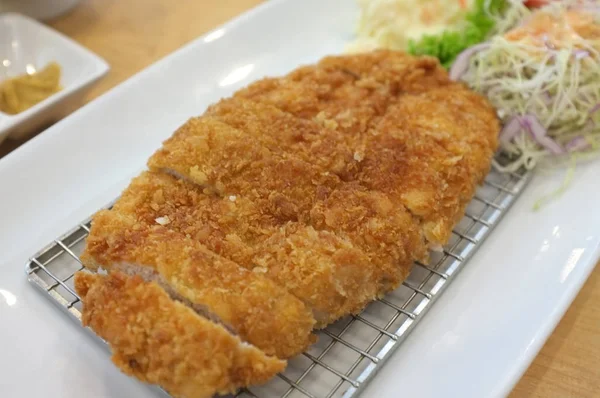 Imagem Para Menu Catálogos Comida Japonesa Tonkatsu Servir Com Repolho — Fotografia de Stock