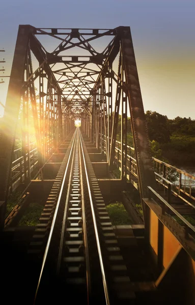 Old draw bridge in Northern Railway Thailand , Concept The New Year Travel , Long Holiday Travel by train — Stock Photo, Image