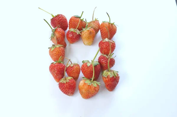 Word Made Strawberries White Background Design Карточка Дизайн Футболки — стоковое фото