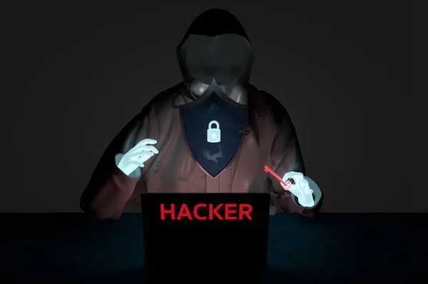 Concept Internet Crime Cyber Security Hacker Working Code Dark Background — Stock Photo, Image