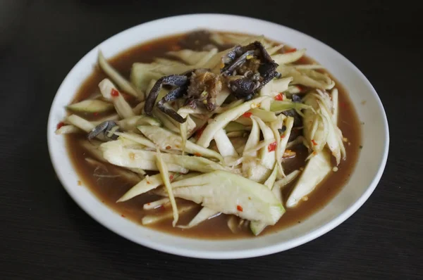 Thailändisches Essen Mango Salat Oder Würziger Grüner Mango Salat Tum — Stockfoto