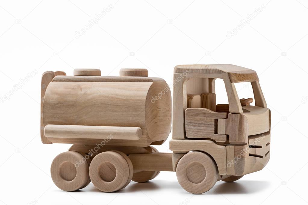 Wooden car with cistern.