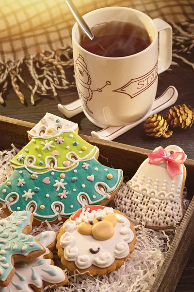 Postcard with Christmas cookies. — Stock Photo, Image