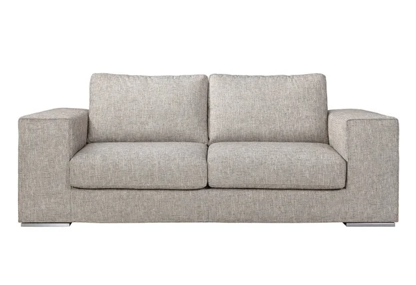 Modernes Sofa Grauer Stoff Isoliert Auf Weißem Hintergrund — Stockfoto