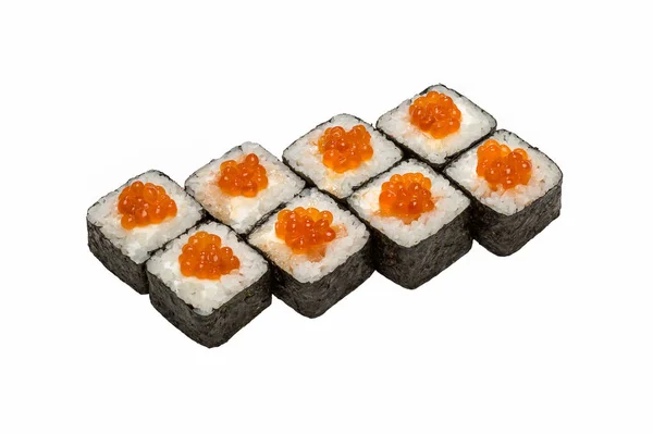Japanese Cuisine Sushi Rolls White Background Isolated Close — Stock Photo, Image