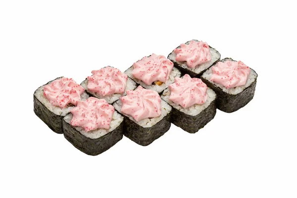 Японская Кухня Суши Роллы Нори Розовый Соус — стоковое фото