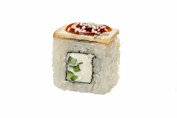 Unagi Roll Comida Asiática Espacio Copia Primer Plano Plano Estudio —  Fotos de Stock