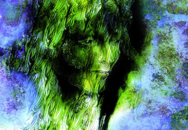 soyut arka plan üzerinde yeşil ormanlık peri başkanı, illüstrasyon