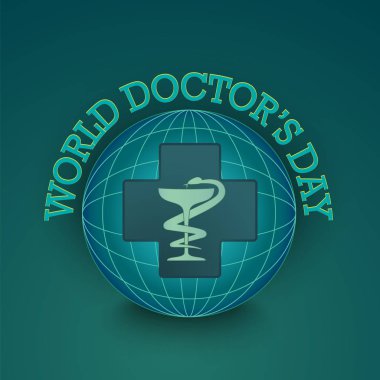 Dünya doktorun gün. Bir haç ve bir kase ve bir yılan arması toprakla silüeti