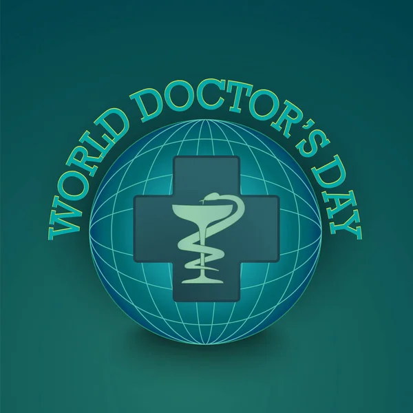 Dünya doktorun gün. Bir haç ve bir kase ve bir yılan arması toprakla silüeti