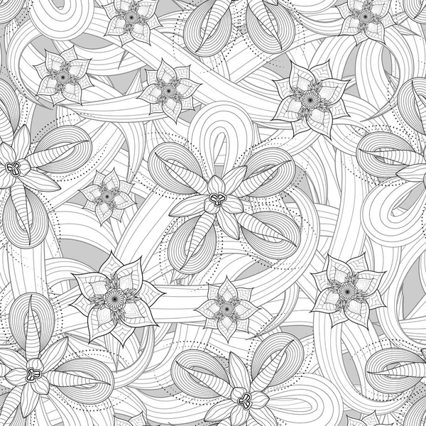 Sorunsuz soyut siyah ve beyaz çiçek desenli vektör