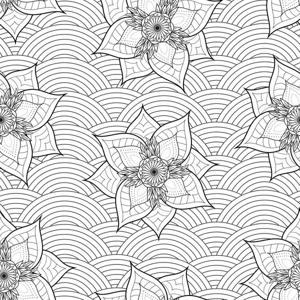 Sorunsuz soyut siyah ve beyaz çiçek desenli vektör