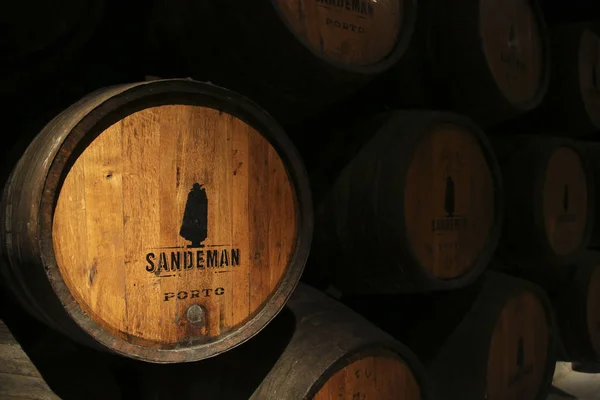 Barrels of Port wine Sandeman — Stock Photo, Image