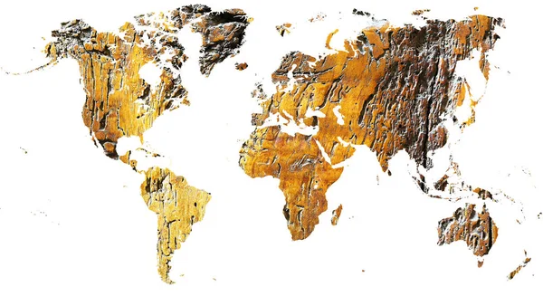 Карта світу вирізана в античному гранжевому дереві — стокове фото
