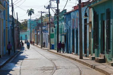 Camaguey, Cuba - March 7, 2018: A street of Camaguey, Unesco world heritage site clipart