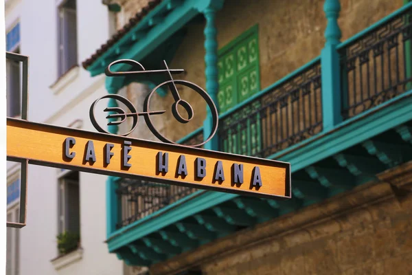 Havana Cuba Março 2018 Sinal Uma Cafeteria Arquitetura Colonial — Fotografia de Stock