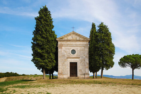 Picturesque chapel Vitaleta close to Pienza, Tuscany