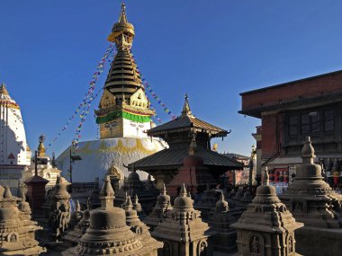 Kathmandu, Nepal - December 24, 2019: Swayambhu temple in Kathmandu, Nepal 