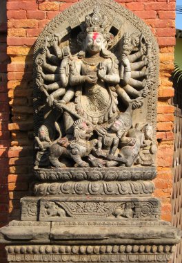Bhaktapur, Nepal 'deki Hindu tanrıça heykeli.