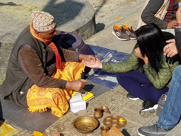 Kathmandu Nepal Dezember 2019 Nepali Palmist Kathmandu — Stockfoto