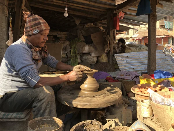 Катманду Непал Грудня 2019 Крафтсмен Працює Глині Катманду Непал — стокове фото