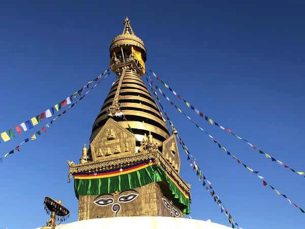 Szczyt Świątyni Swayambhu Katmandu Nepal — Zdjęcie stockowe