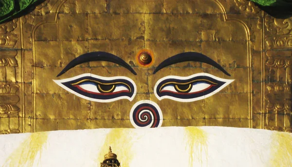 Dvě Oči Swoyambhunathova Chrámu Káthmándú — Stock fotografie