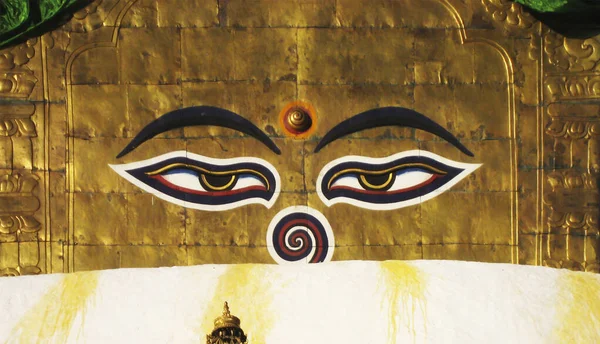 Die Zwei Augen Des Swoyambhunath Tempels Kathmandu — Stockfoto