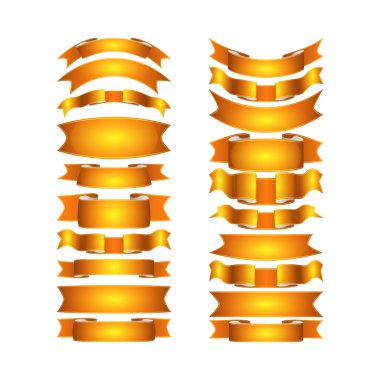 izole vektör renkli saten kurdeleler ayarlandı