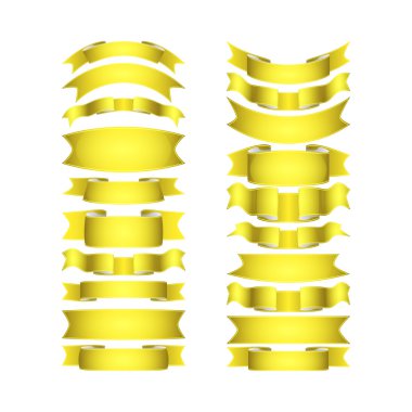 izole vektör renkli saten kurdeleler ayarlandı