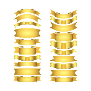 izole vektör renkli saten kurdeleler ayarlandı