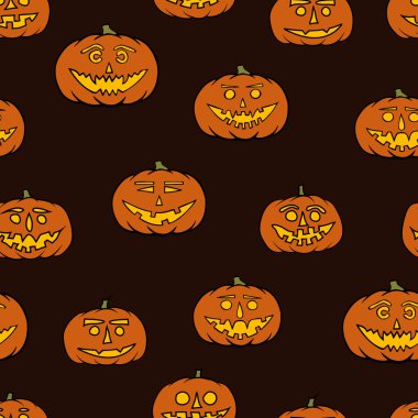 elle çizilmiş jack-o-lantern seamless modeli - Cadılar Bayramı arka plan