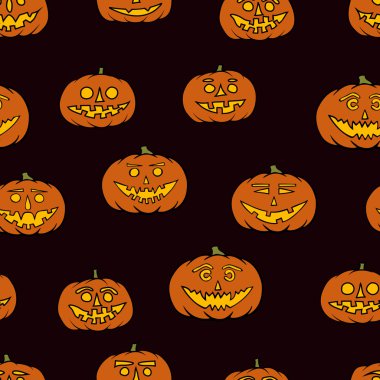 elle çizilmiş jack-o-lantern seamless modeli - Cadılar Bayramı arka plan