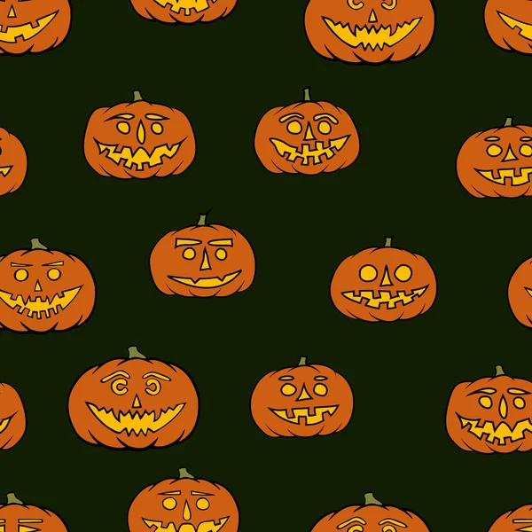 Dibujado a mano jack-o-linterna patrón sin costura - fondo de Halloween — Archivo Imágenes Vectoriales